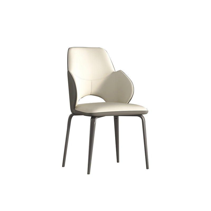 Modern Arm Chair Faux Leather Open Back Dining Room Chair for Kitchen