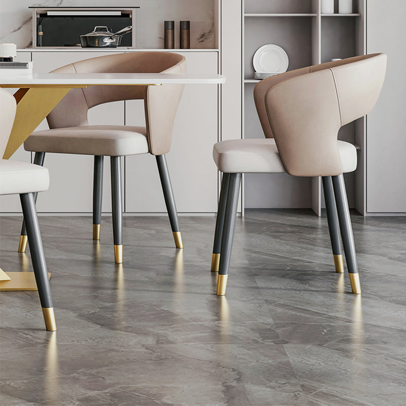 Modern Arm Chair Faux Leather Open Back Dining Room Chair for Indoor