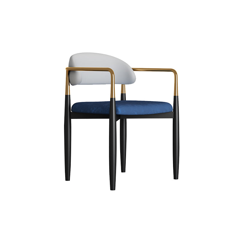 Glam Style Arm Chair Metal Open Back Dining Room Chair for Indoor