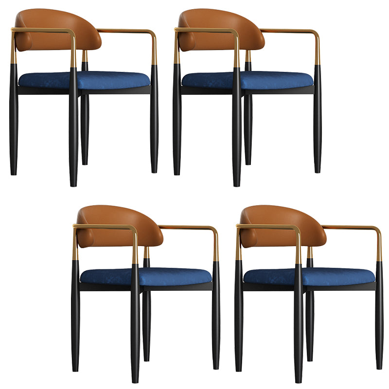 Glam Style Arm Chair Metal Open Back Dining Room Chair for Indoor