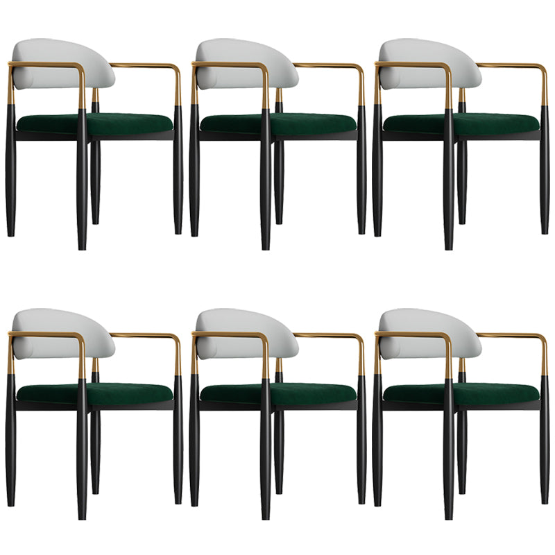 Glam Style Arm Chair Metal Open Back Dining Room Chair for Indoor