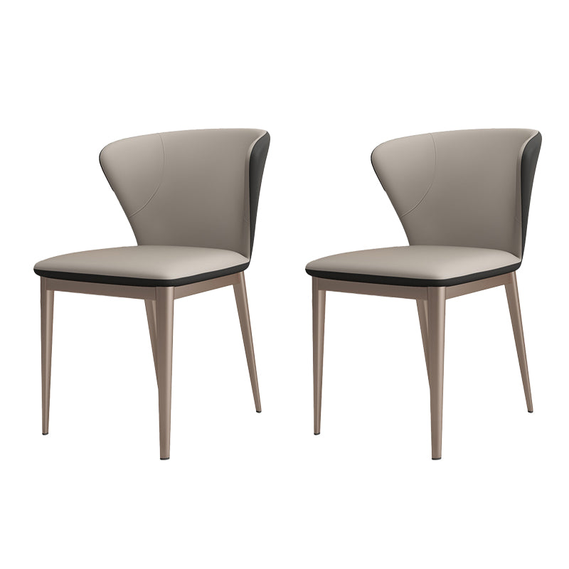 Contemporary Side Chair Faux Leather Solid Back Dining Room Chair for Kitchen