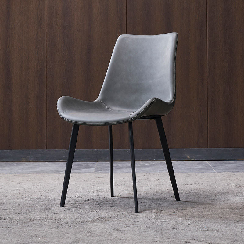 Industrial Style Side Chair Metal Solid Back Dining Room Chair for Kitchen