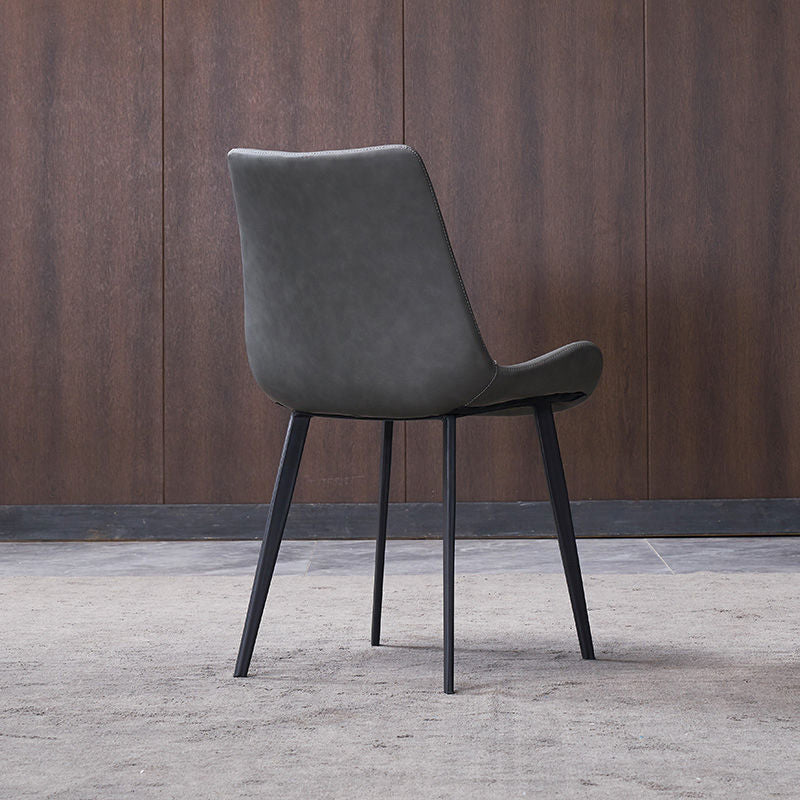 Industrial Style Side Chair Metal Solid Back Dining Room Chair for Kitchen