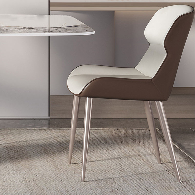 Modern Style Side Chair Metal Solid Back Dining Room Chair for Kitchen