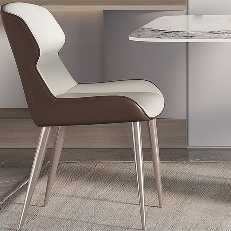 Modern Style Side Chair Metal Solid Back Dining Room Chair for Kitchen