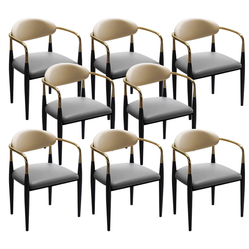 Faux Leather Glam Chair 20.9" Wide Open Back Dining Side Chair Set