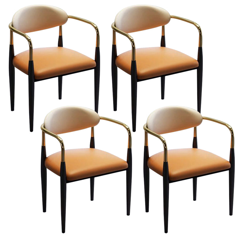 Faux Leather Glam Chair 20.9" Wide Open Back Dining Side Chair Set