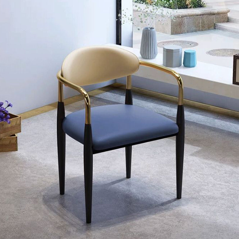 Faux Leather Glam Chair 20.9" Wide Open Back Dining Side Chair Set