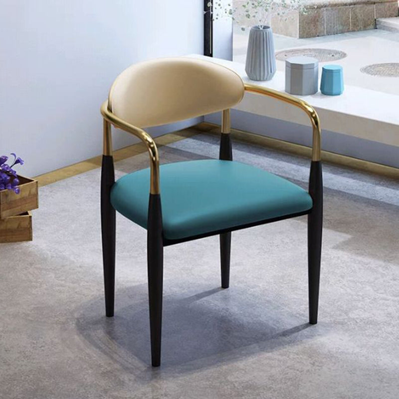 Faux Leather Glam Chair 20.9" Wide Open Back Dining Side Chair Set