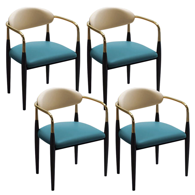 Faux Leather Glam Chair 20.9" Wide Open Back Dining Side Chair Set