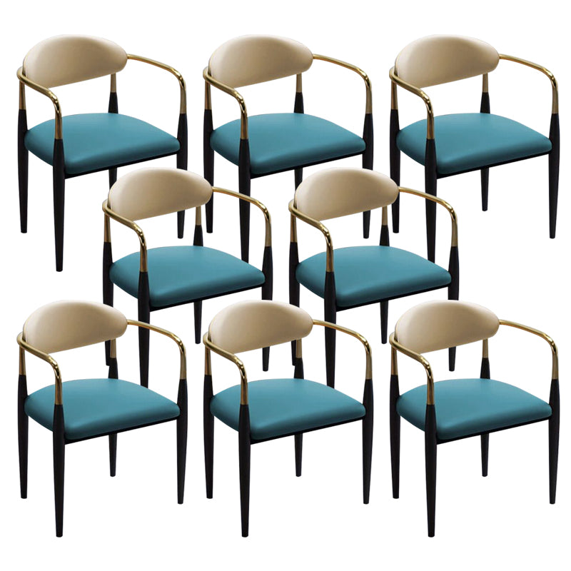 Faux Leather Glam Chair 20.9" Wide Open Back Dining Side Chair Set