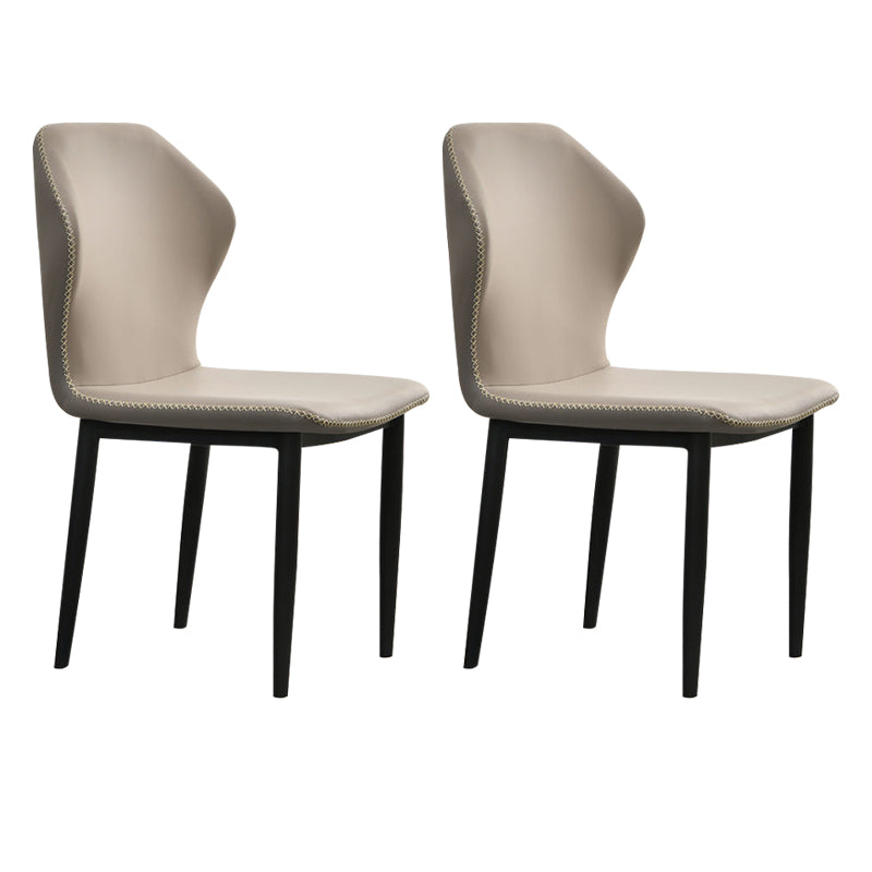 Faux Leather Dining Chairs 17.3" Wide Wingback Parsons Chair Set