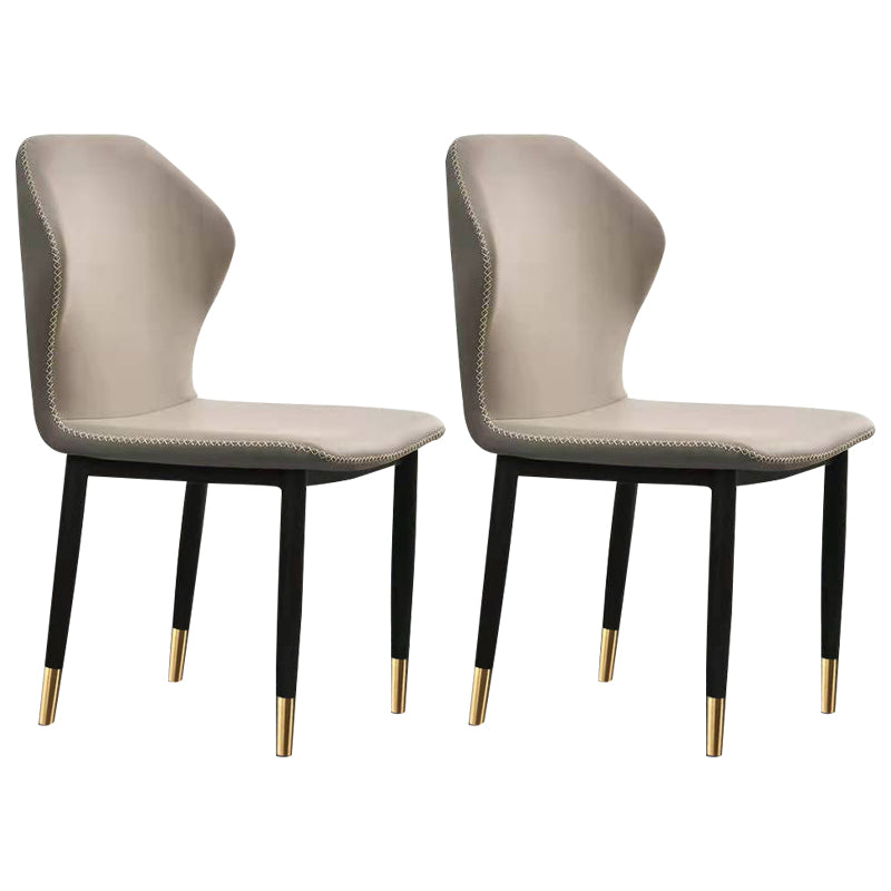 Faux Leather Dining Chairs 17.3" Wide Wingback Parsons Chair Set