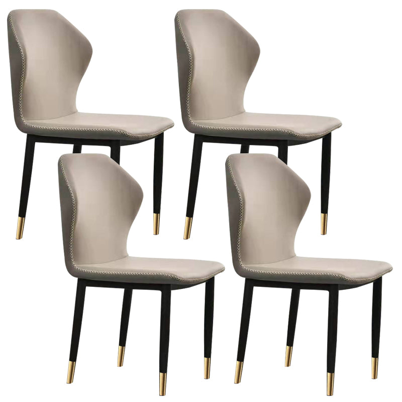 Faux Leather Dining Chairs 17.3" Wide Wingback Parsons Chair Set