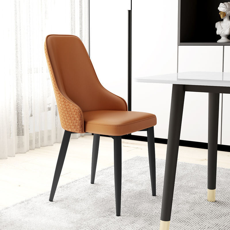 Leather Dining Chair Parsons Armless Side Chair for Restaurant