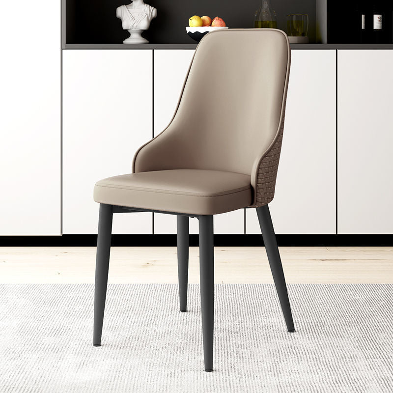 Leather Dining Chair Parsons Armless Side Chair for Restaurant