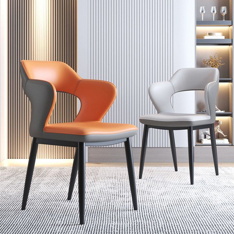 Metal Modern Style Side Chair Open Back Dining Side Chair Set