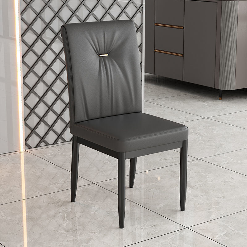 Leather Dining Chair Upholstered Home Dining Armless Side Chair