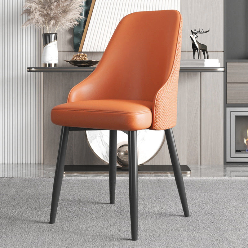 Faux Leather Modern Dining Chairs Parsons Arm Chair for Dining Room
