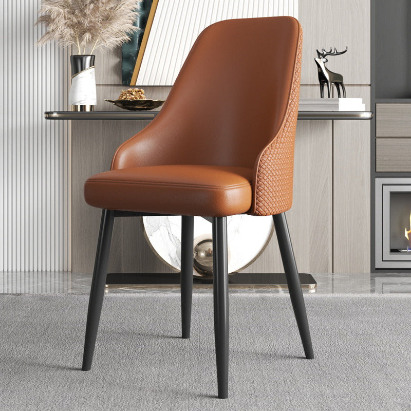 Faux Leather Modern Dining Chairs Parsons Arm Chair for Dining Room