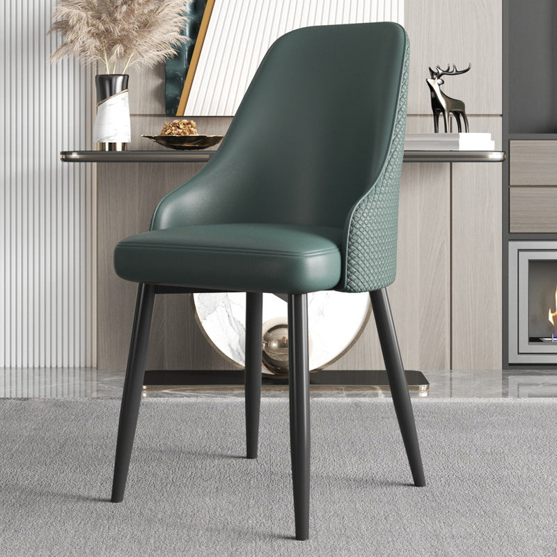 Faux Leather Modern Dining Chairs Parsons Arm Chair for Dining Room