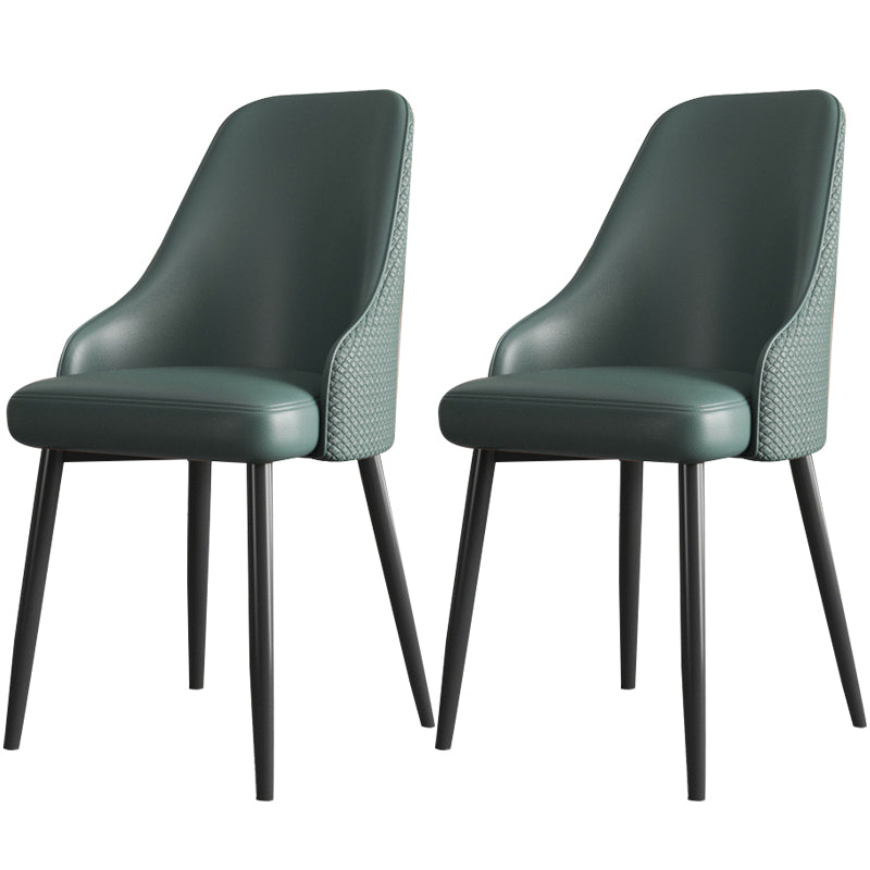Faux Leather Modern Dining Chairs Parsons Arm Chair for Dining Room