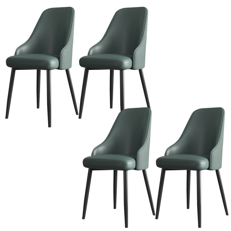 Faux Leather Modern Dining Chairs Parsons Arm Chair for Dining Room