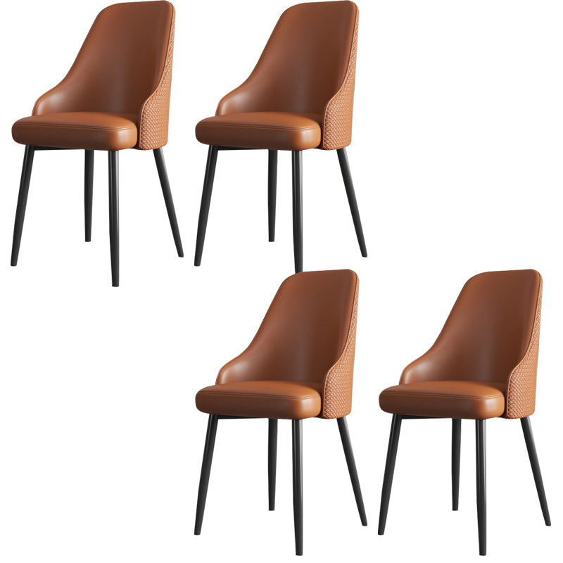 Faux Leather Modern Dining Chairs Parsons Arm Chair for Dining Room