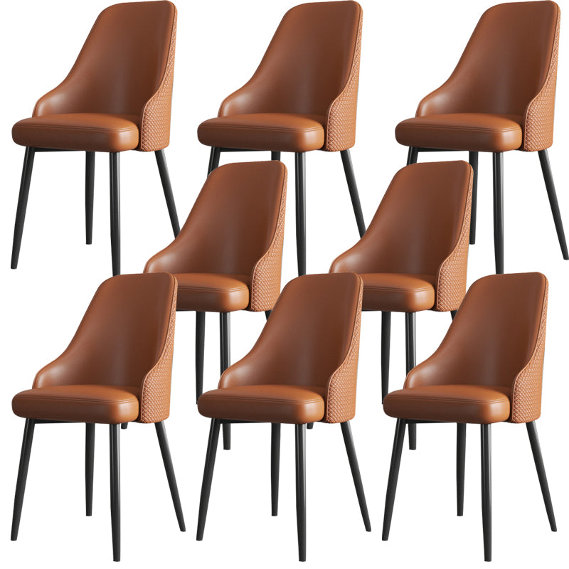 Faux Leather Modern Dining Chairs Parsons Arm Chair for Dining Room