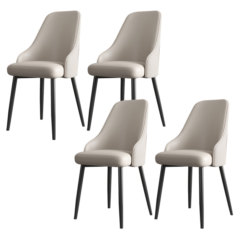 Faux Leather Modern Dining Chairs Parsons Arm Chair for Dining Room