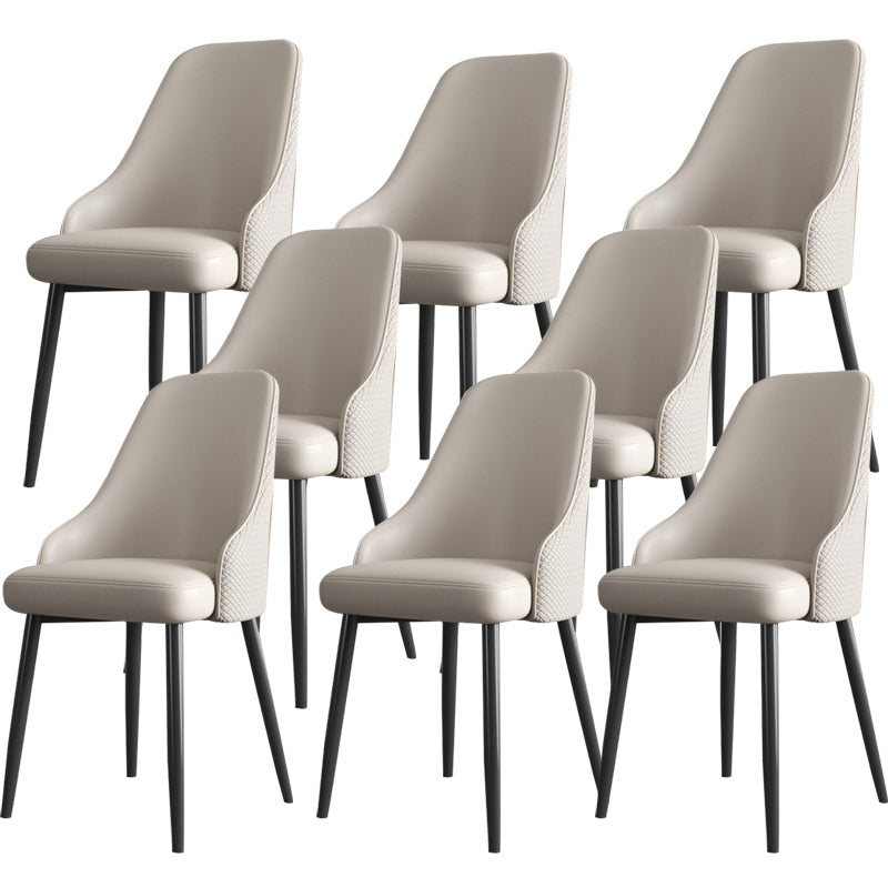 Faux Leather Modern Dining Chairs Parsons Arm Chair for Dining Room
