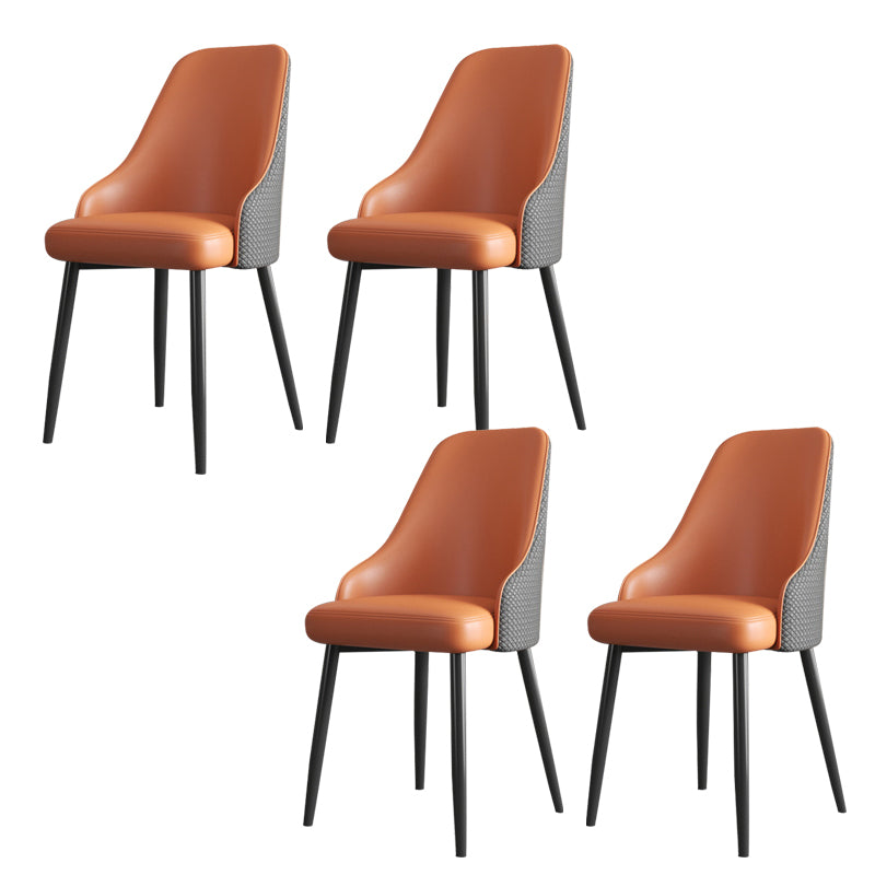 Faux Leather Modern Dining Chairs Parsons Arm Chair for Dining Room
