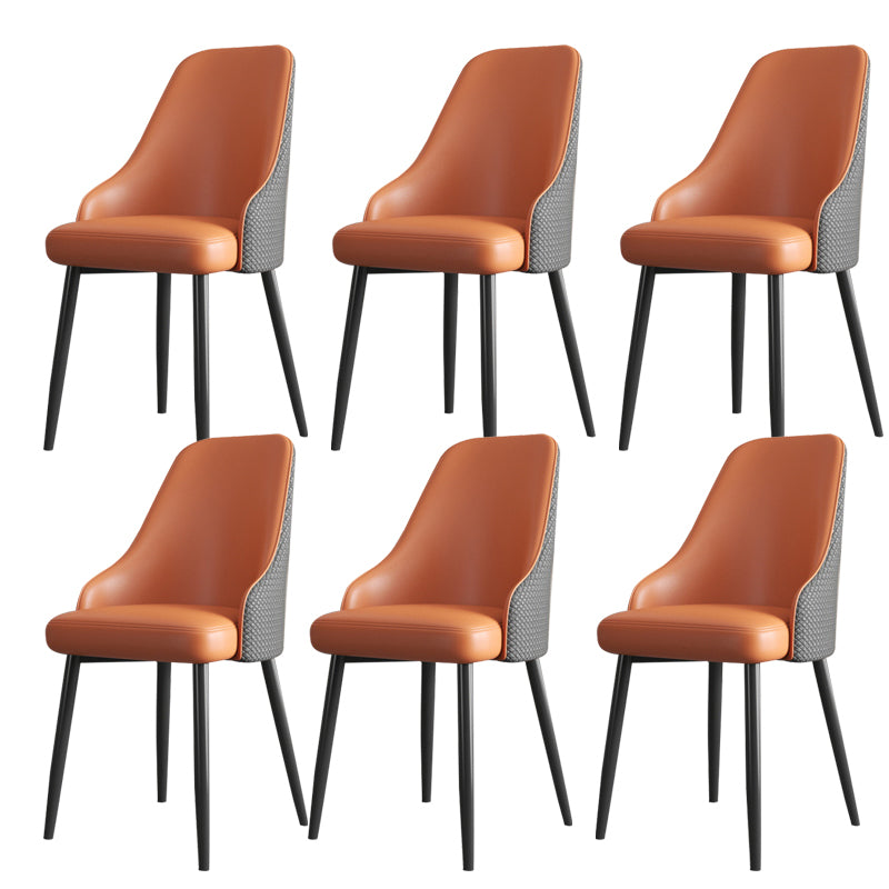 Faux Leather Modern Dining Chairs Parsons Arm Chair for Dining Room