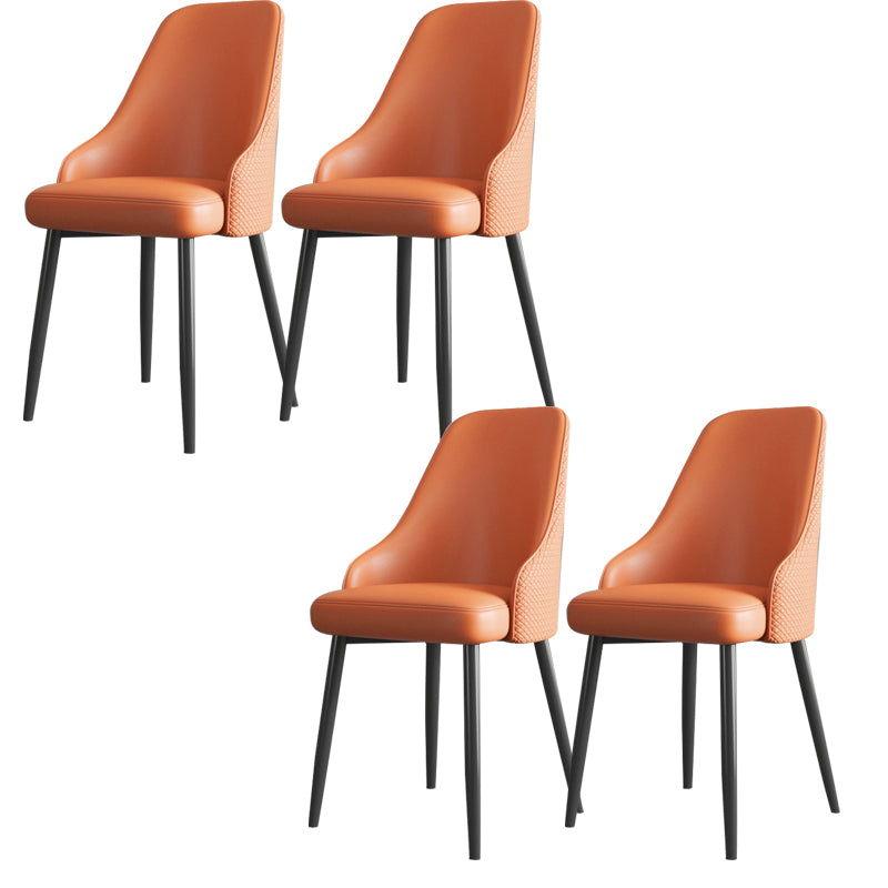 Faux Leather Modern Dining Chairs Parsons Arm Chair for Dining Room