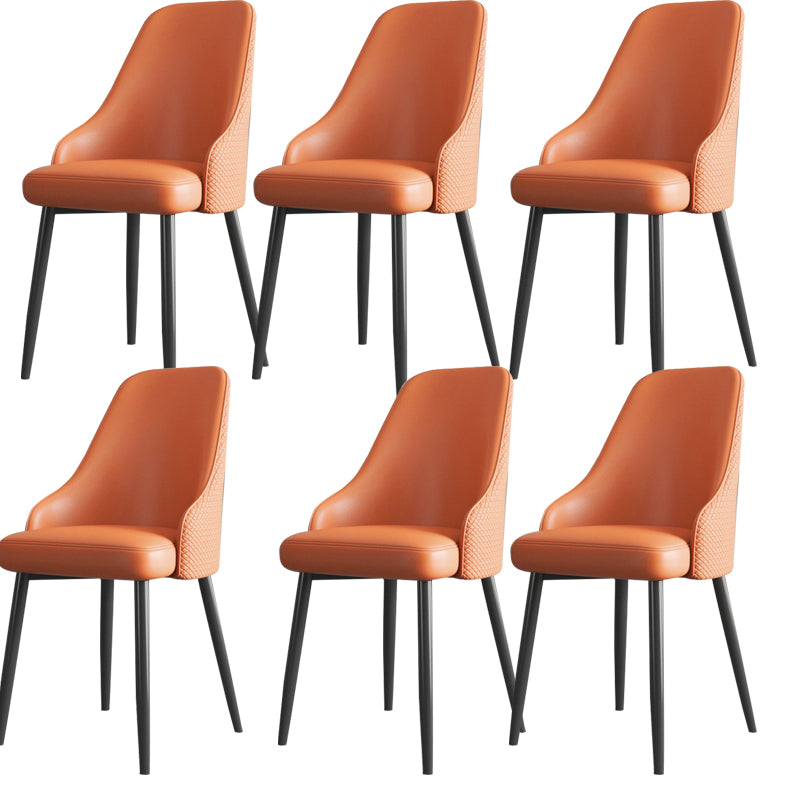Faux Leather Modern Dining Chairs Parsons Arm Chair for Dining Room