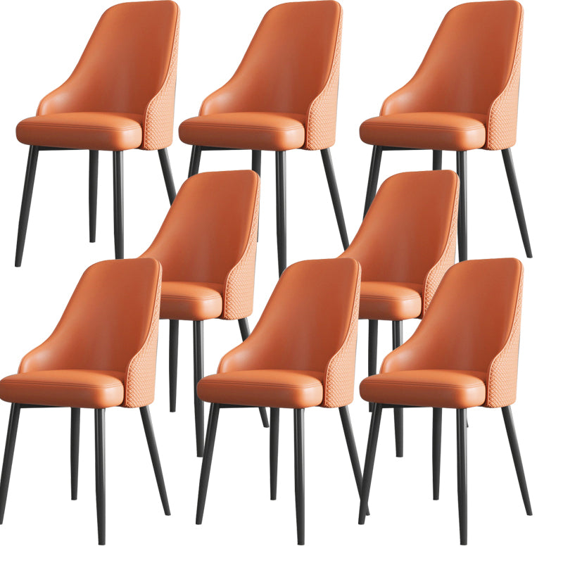 Faux Leather Modern Dining Chairs Parsons Arm Chair for Dining Room