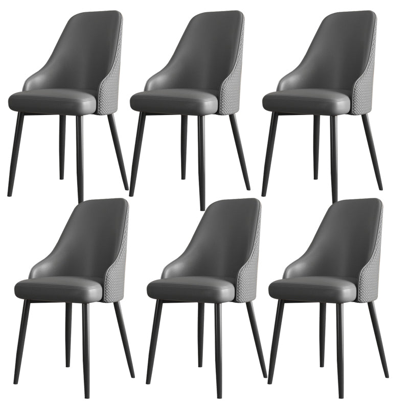 Faux Leather Modern Dining Chairs Parsons Arm Chair for Dining Room