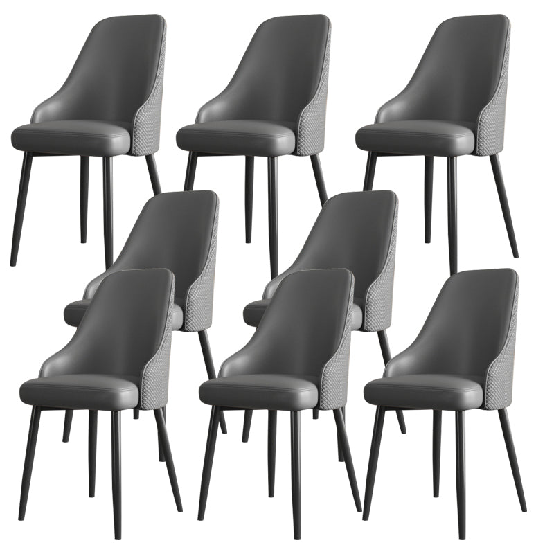 Faux Leather Modern Dining Chairs Parsons Arm Chair for Dining Room