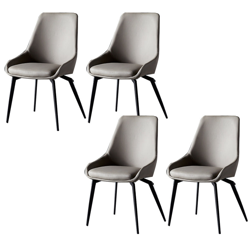 Modern Faux Leather Dining Chair Parsons Arm Chair with Black Legs