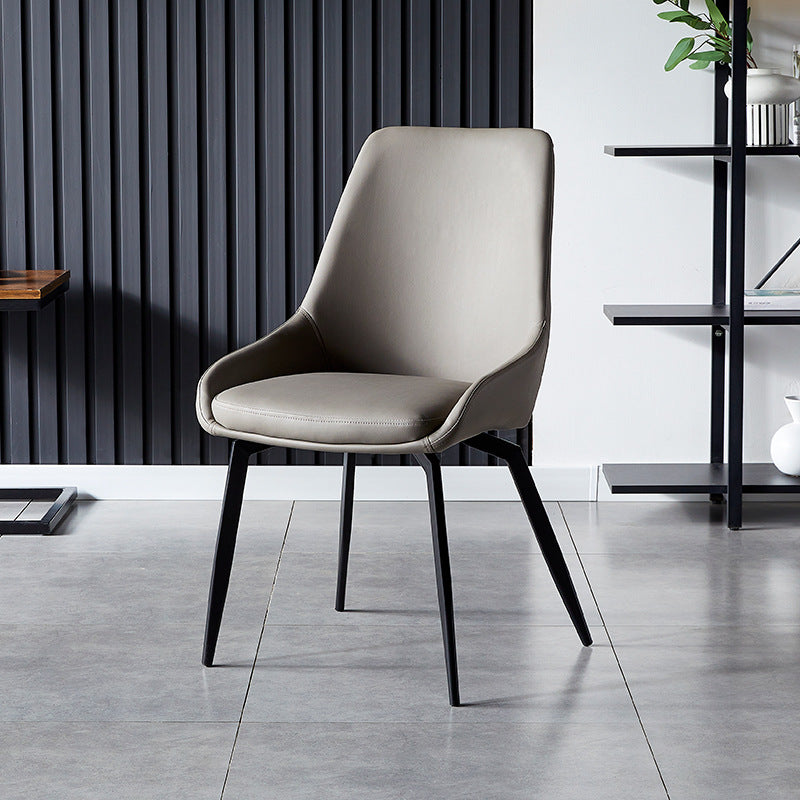 Modern Faux Leather Dining Chair Parsons Arm Chair with Black Legs