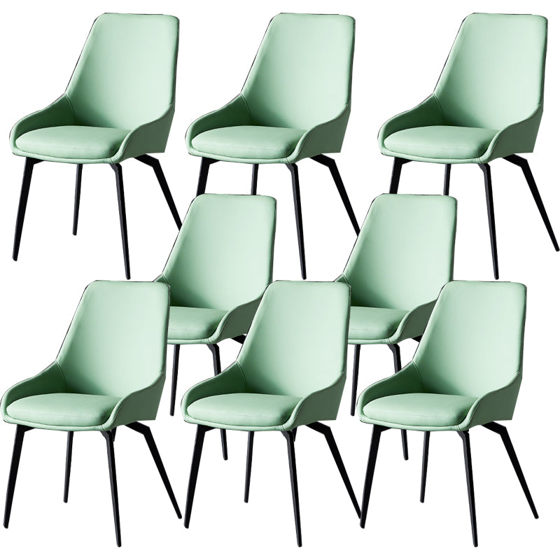 Modern Faux Leather Dining Chair Parsons Arm Chair with Black Legs