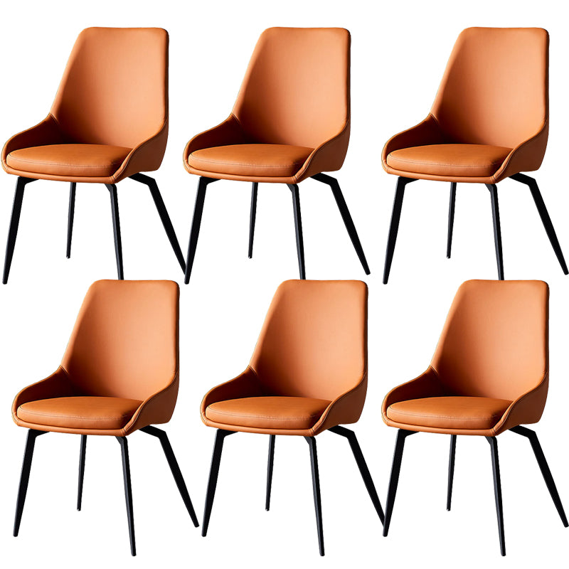 Modern Faux Leather Dining Chair Parsons Arm Chair with Black Legs