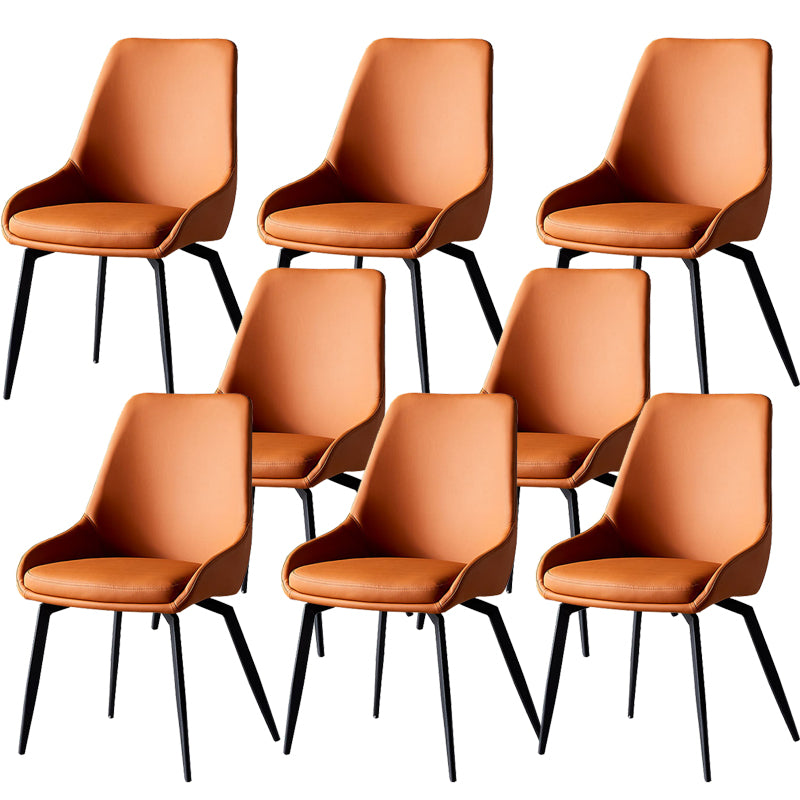 Modern Faux Leather Dining Chair Parsons Arm Chair with Black Legs