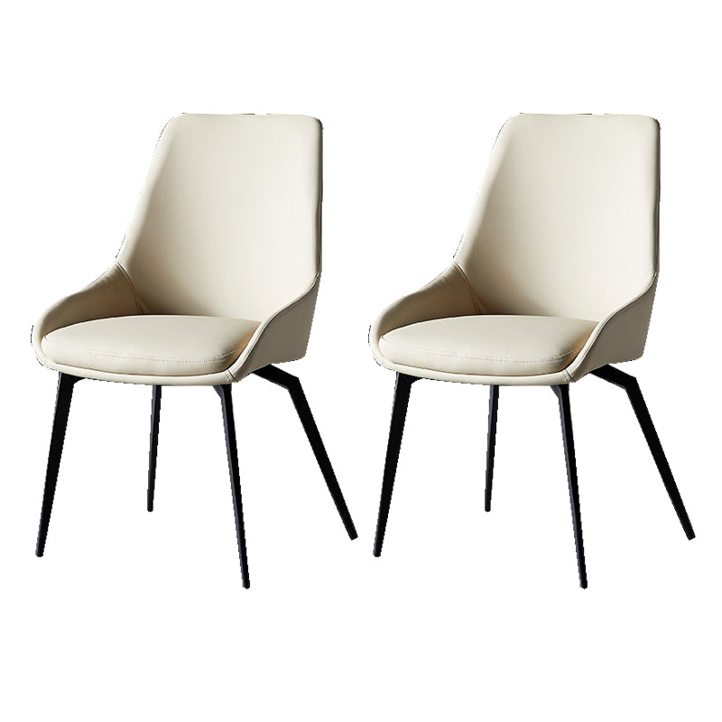 Modern Faux Leather Dining Chair Parsons Arm Chair with Black Legs