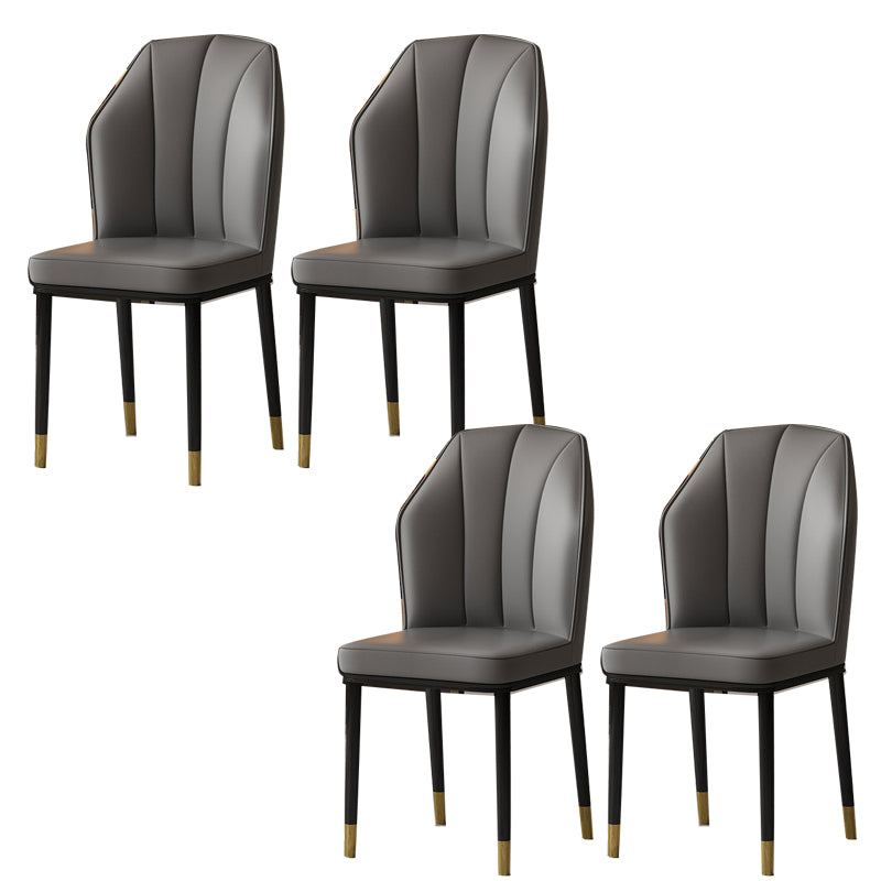 Faux Leather Side Chair Wingback Armless Chair for Dining Room
