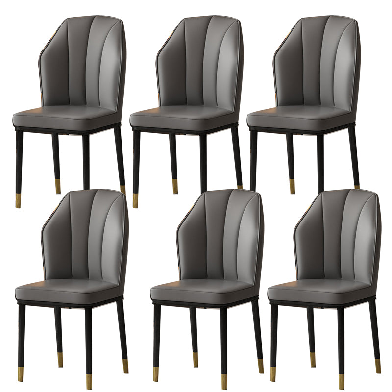 Faux Leather Side Chair Wingback Armless Chair for Dining Room