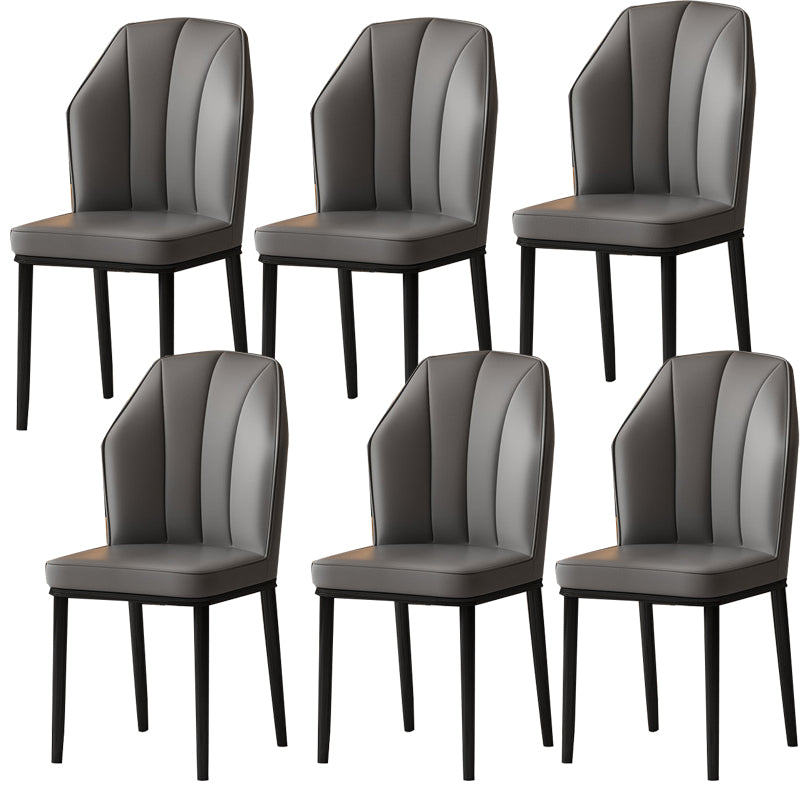 Faux Leather Side Chair Wingback Armless Chair for Dining Room