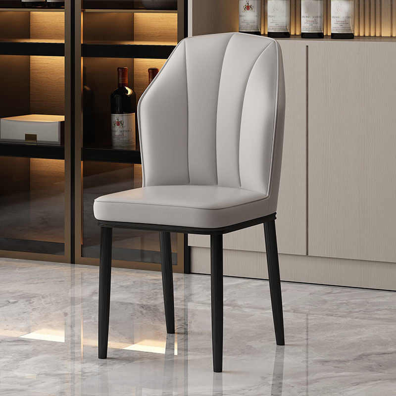Faux Leather Side Chair Wingback Armless Chair for Dining Room