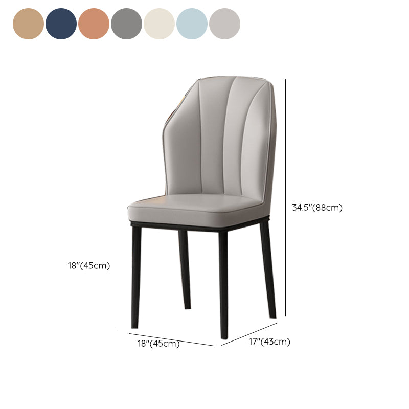 Faux Leather Side Chair Wingback Armless Chair for Dining Room